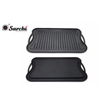 Rectangle 20inch cast iron double sided grill and griddle